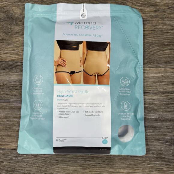Marena Recovery High Waist Girdle Bikini Length Sz Med Beige Step 1 Compression - Picture 1 of 10